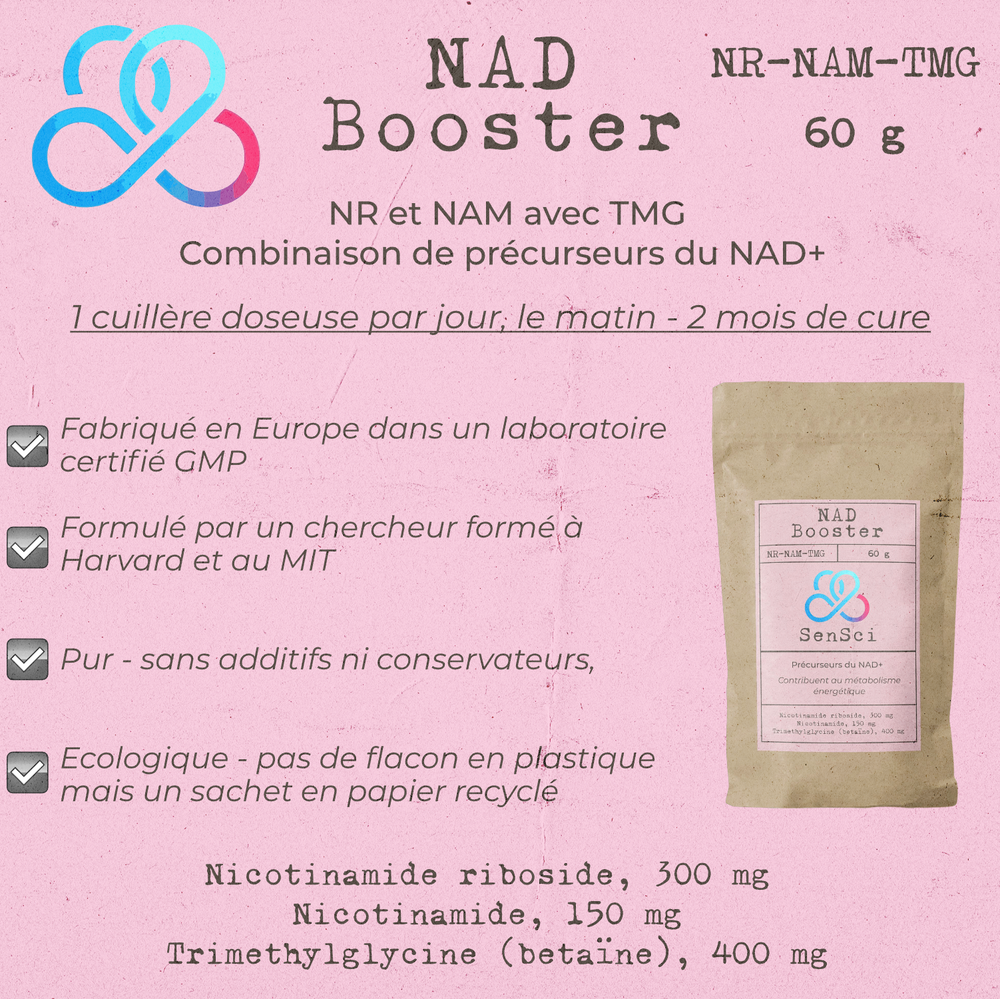 SenSci NAD Booster - Nicotinamide Riboside NR 300mg + TMG - Complément NAD⁺